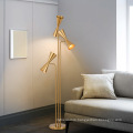 Factory supply 3 heads living hotel decorative copper floor lamp